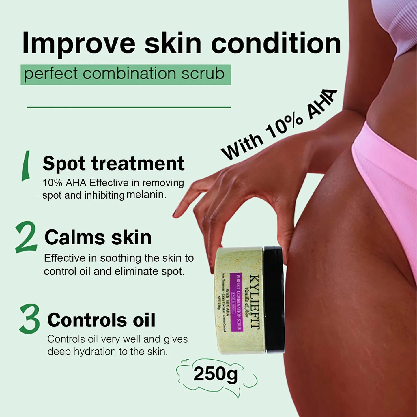AILKE Natural Vanilla Aloe Scrub AHA 10 For Face Daily