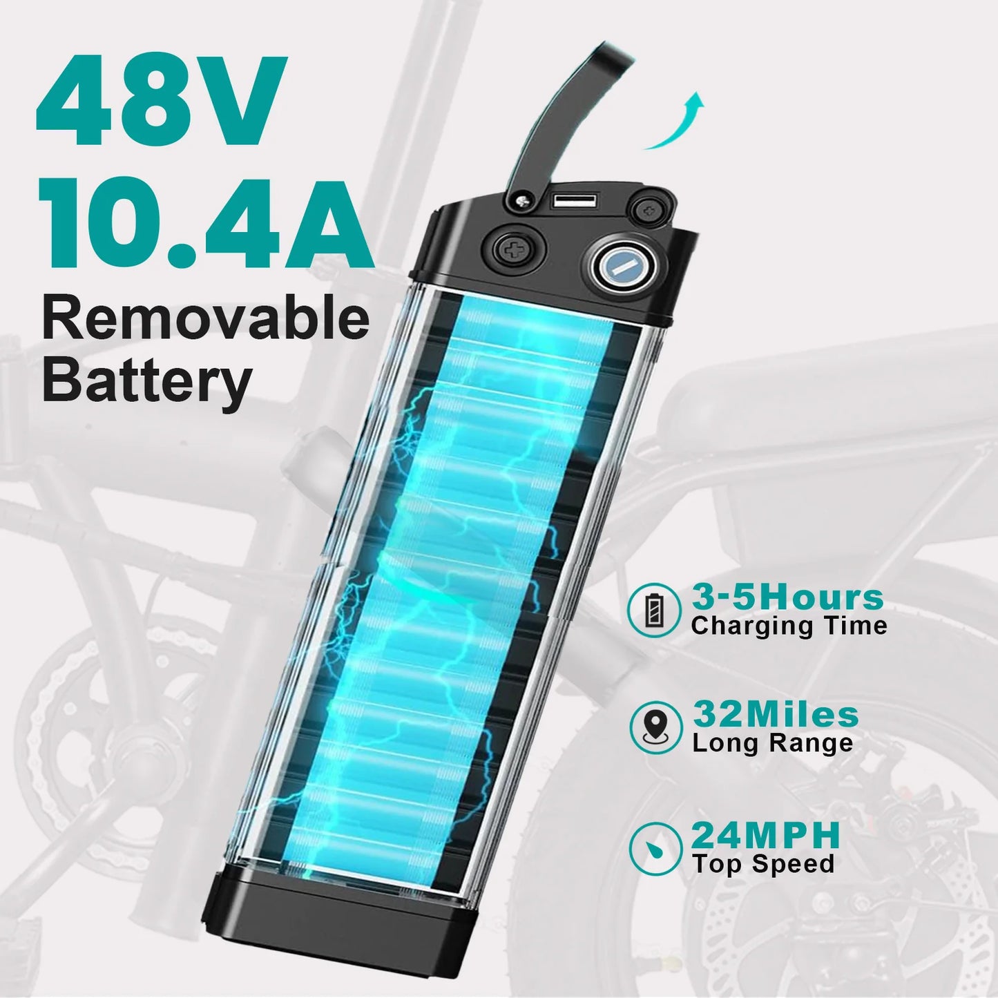 LELEKUAIC Folding Electric Bike for Adults Removable Battery 500W