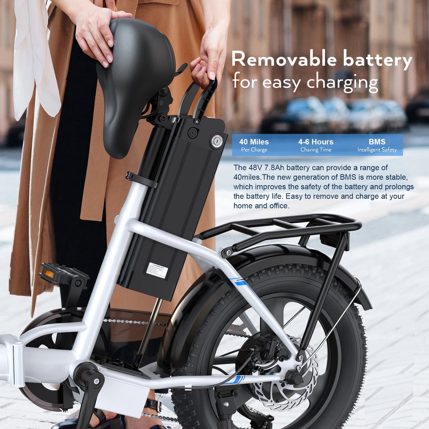 ViviFolded 350W Folding Electric Bike With 48V Removable Battery