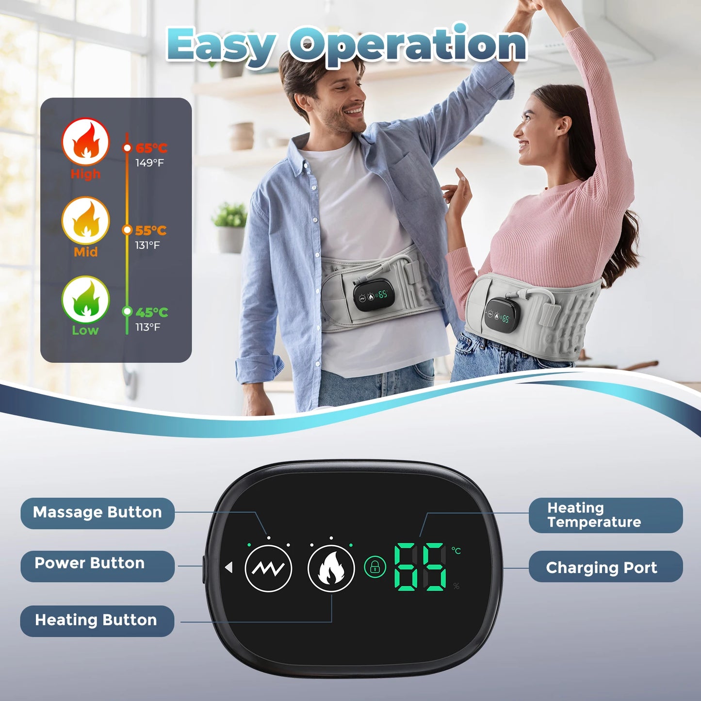 DeMoce Inflatable Lumbar Decompression Belt With Heated Massage