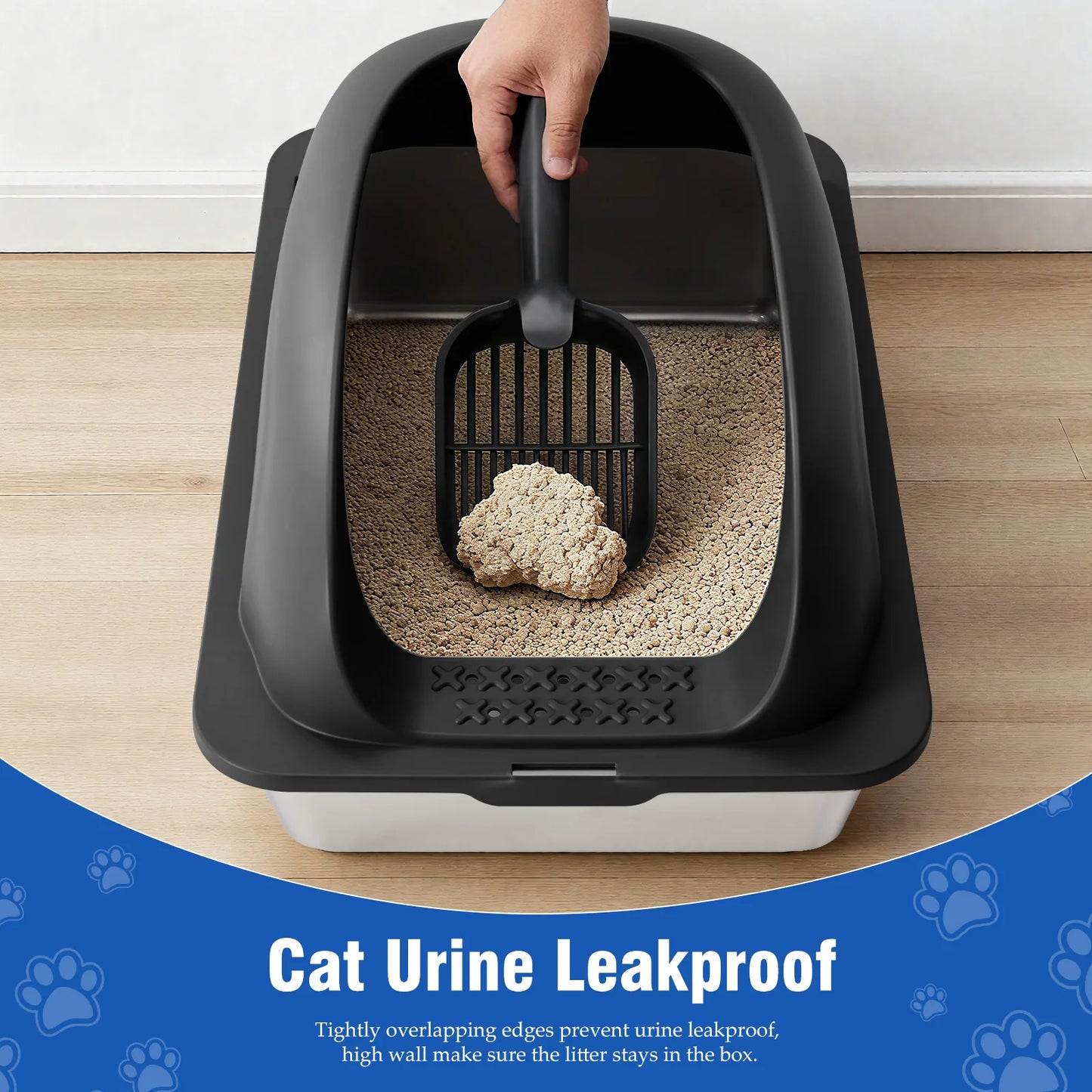 JHK Stainless Steel Cat Litter Box With Lid Included
