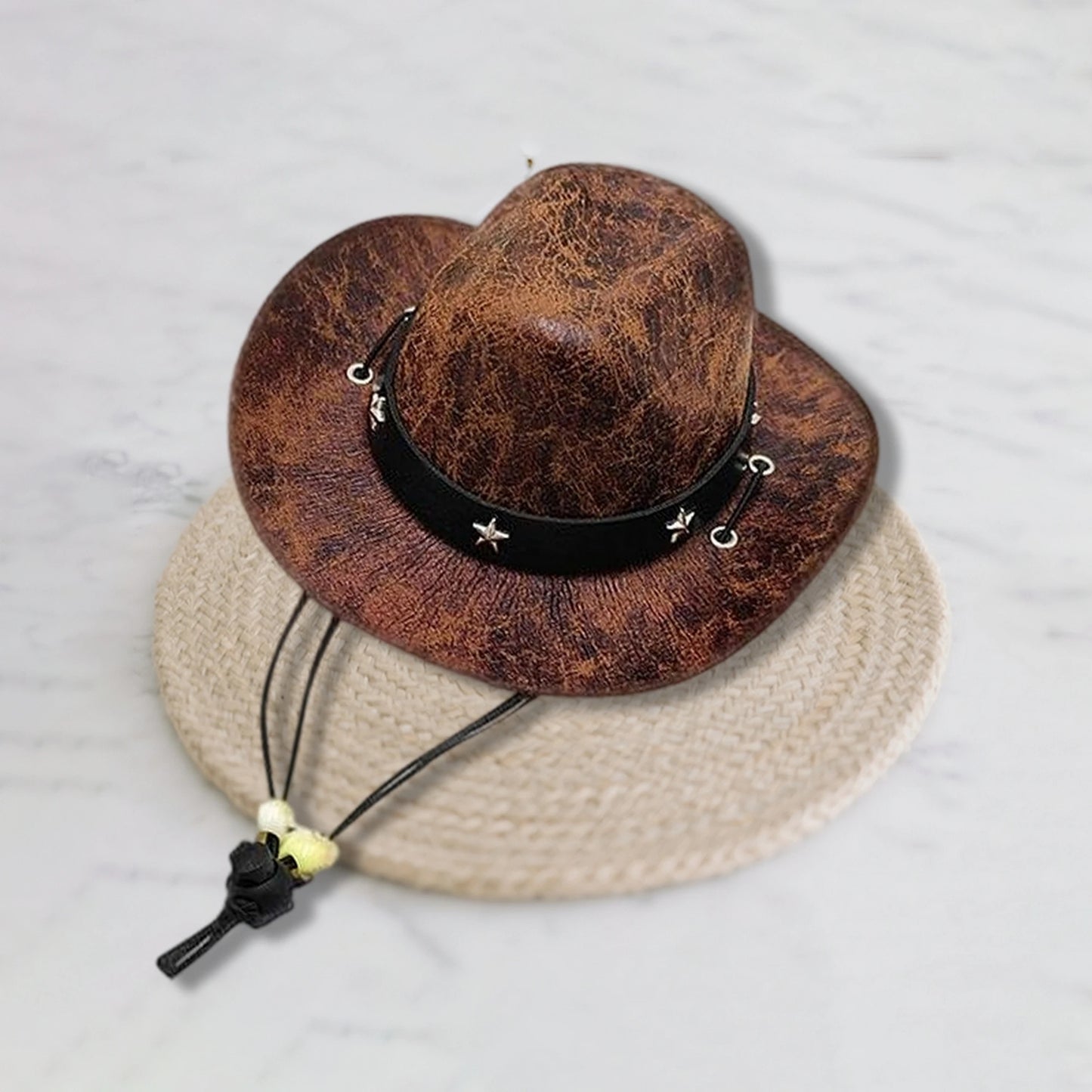 Pet Cowboy Hat With Bandana Set Adjustable Western Costume