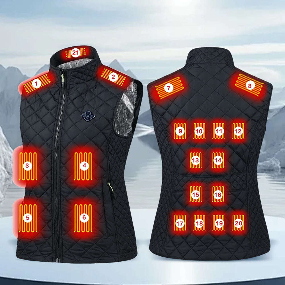 NONECN 21 Zone USB Heated Vest Cotton Jacket For Women