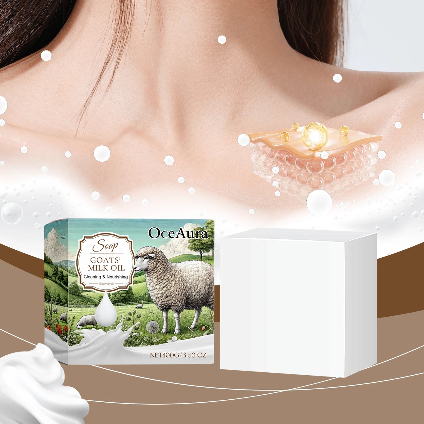 OceAura Natural Goats Milk Oil Soap For Hydration And Cleansing