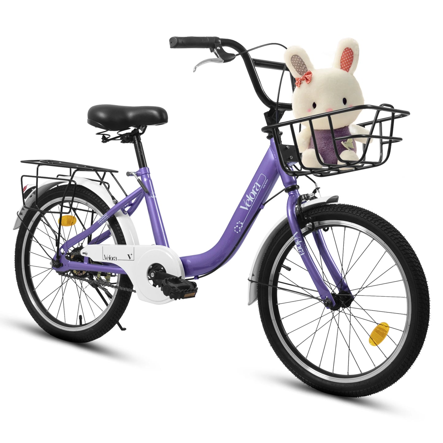 Ecarpat Kids Bicycle With Basket Rear Seat V Brakes