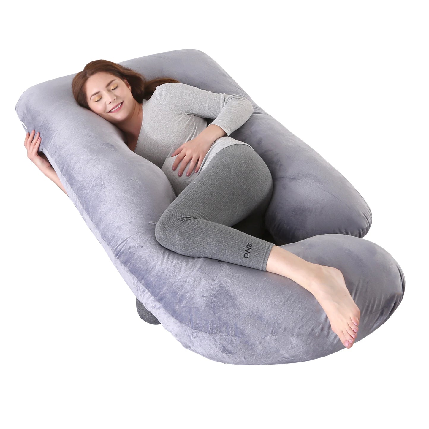 NONECN G Shaped Pregnancy Pillow Full Body Maternity Removable Cover