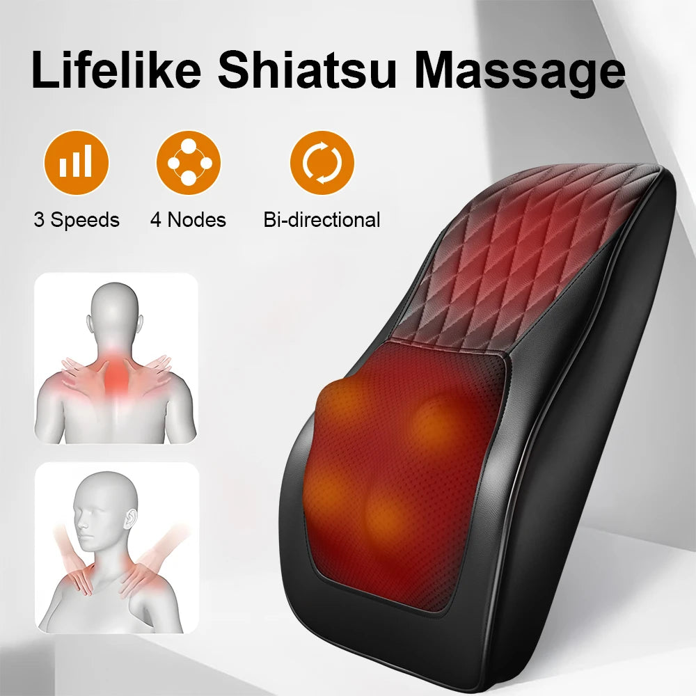 HIMOU Back Massager With Heat 3D Kneading Neck Pillow