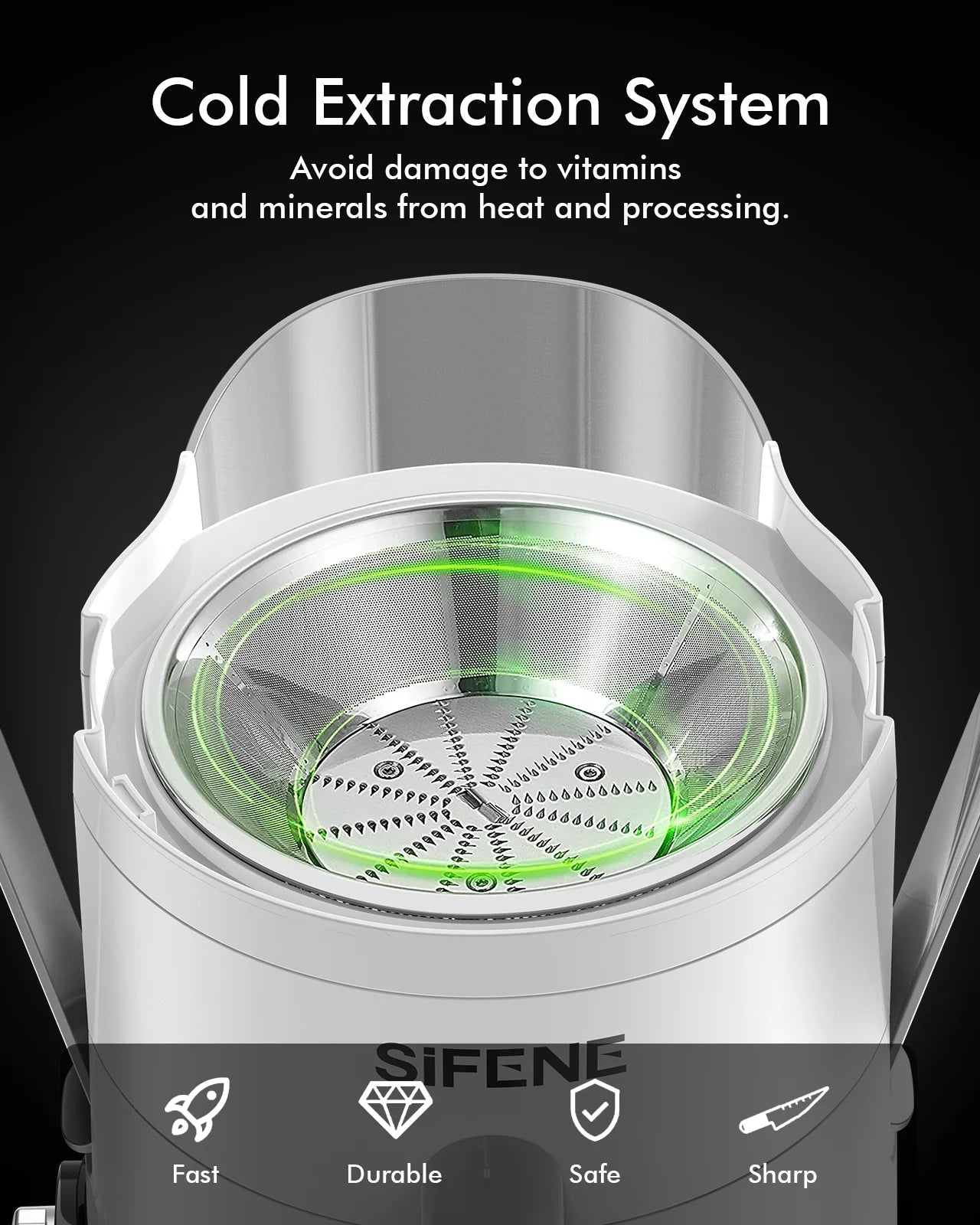 SIFENE Compact Centrifugal Juicer With 3 Speeds Easy Clean