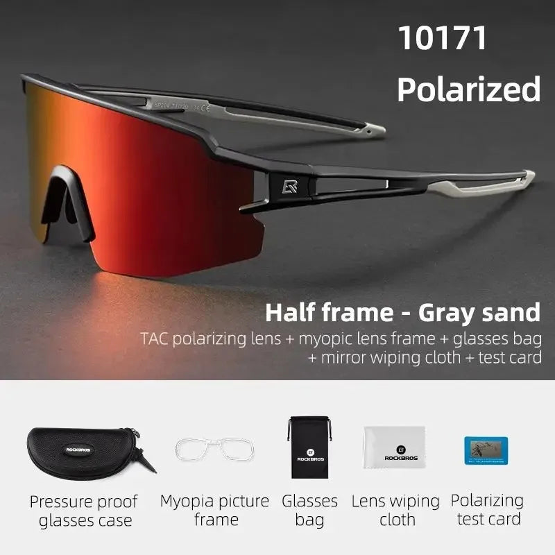 ROCKBROS Photochromic Polarized Cycling Glasses Built In Myopia Frame