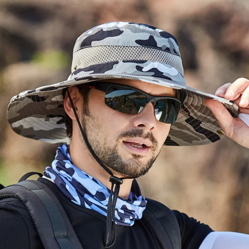 NONECN Men Bucket Hat Breathable Sun Protection Fisherman Hat