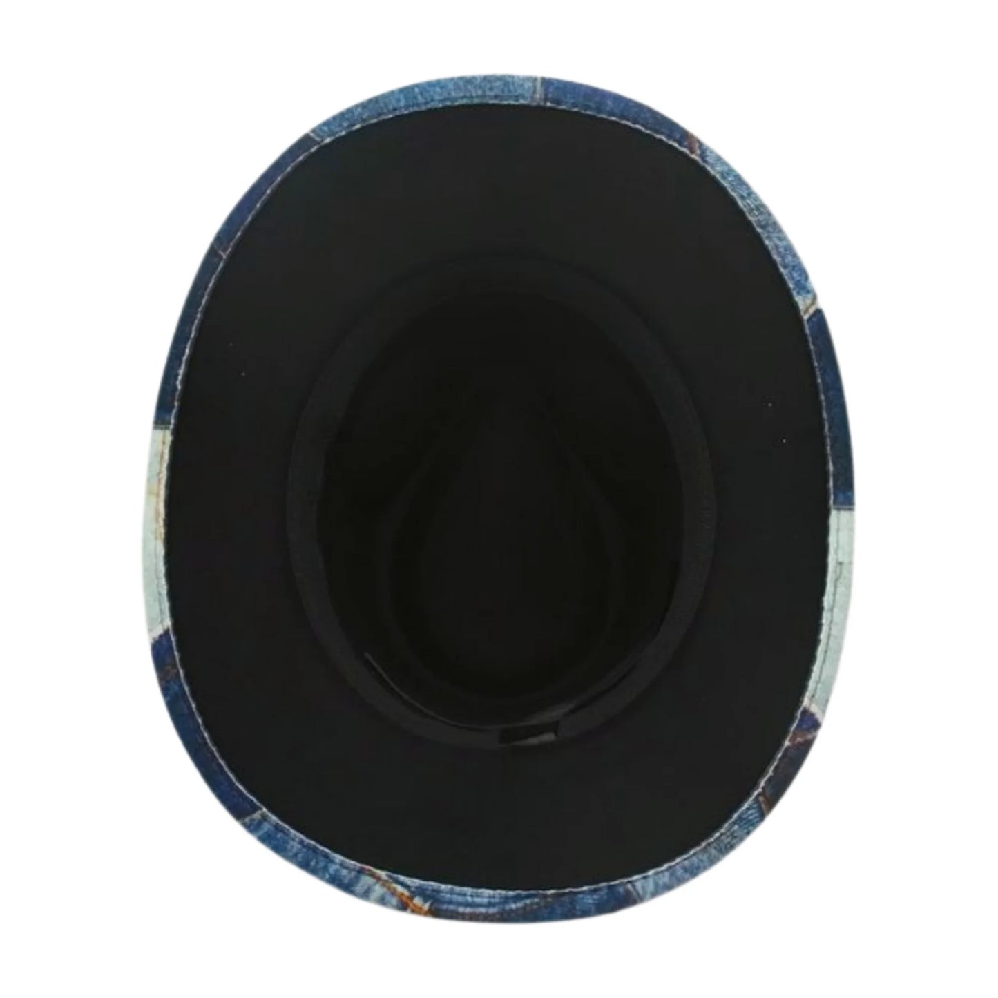 Vintage Denim Cowboy Hat Unisex With Bull Head Belt Brim