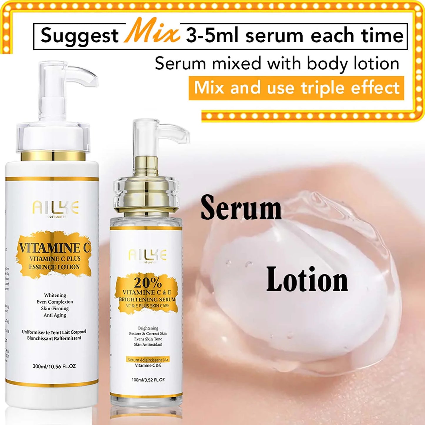 AILKE Brightening Body Cream Vitamin C Hyaluronic Acid Even Tone