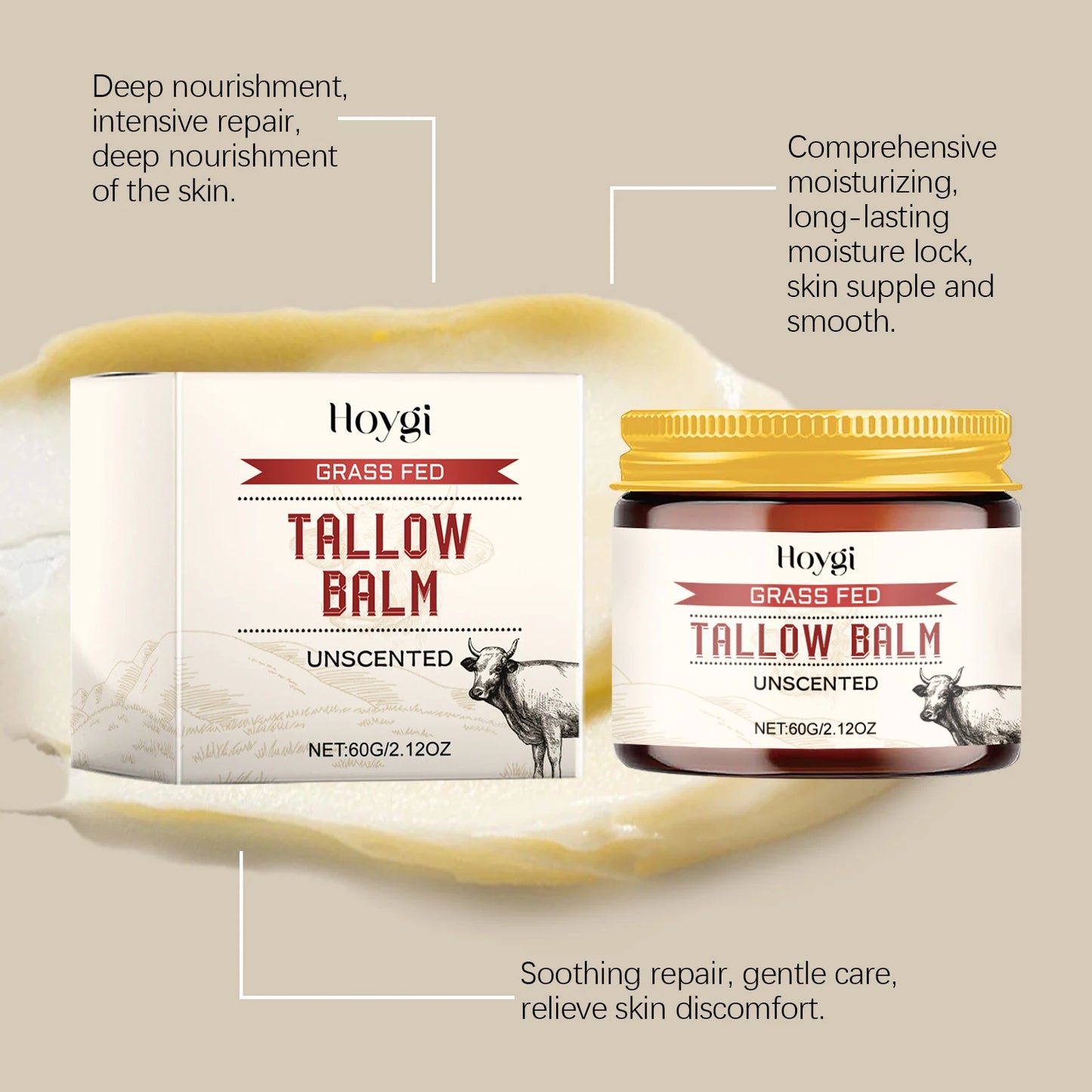 Hoygi Beef Tallow Winter Moisturizing Cream for Hydration Barrier Repair