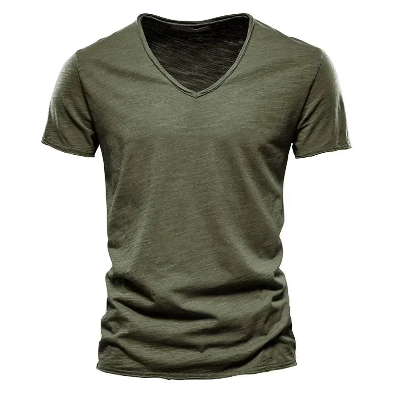men’s pure cotton v-neck t-shirt