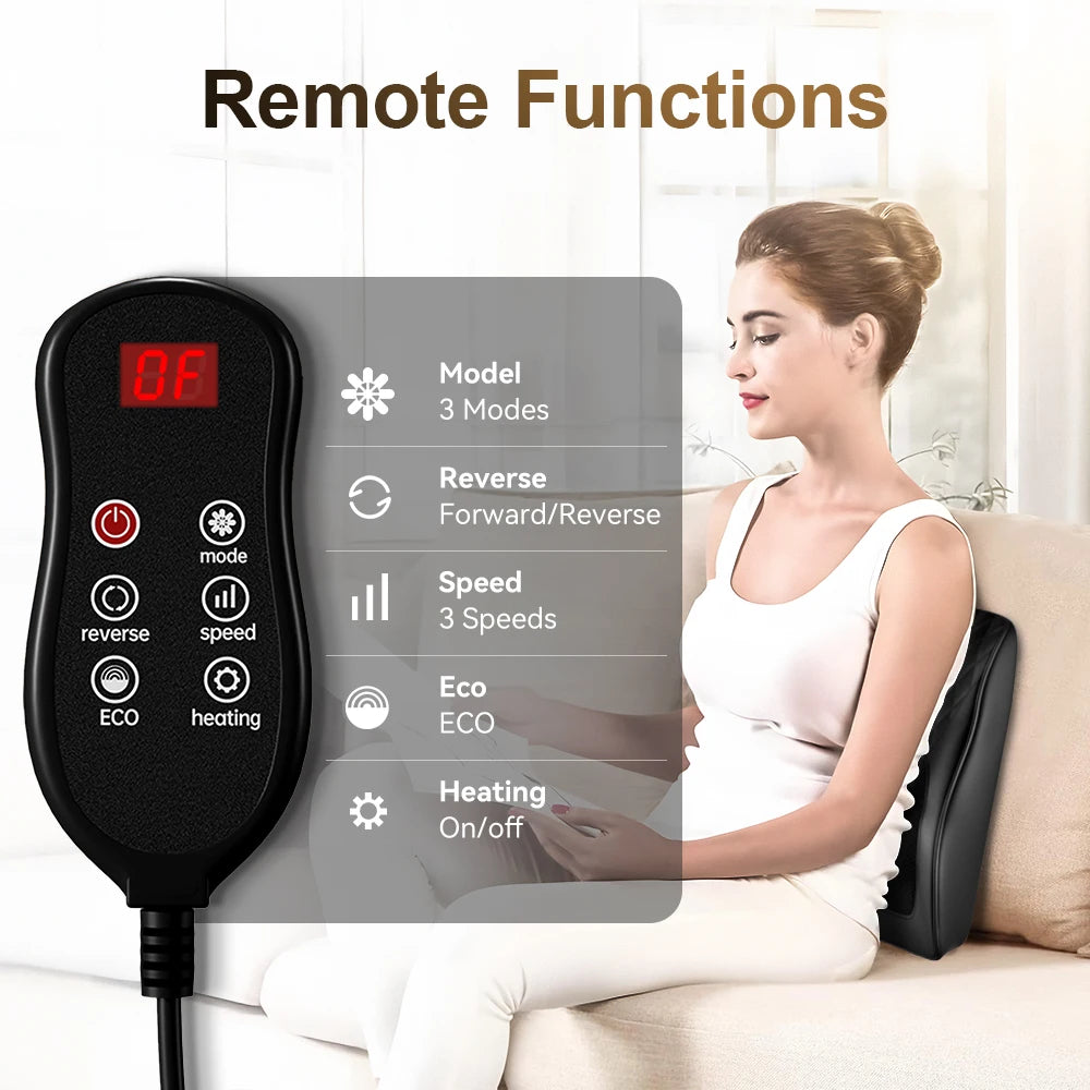 HIMOU Back Massager With Heat 3D Kneading Neck Pillow