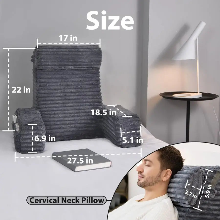 Back Reading Pillow With Armrests For Bed TV Watching