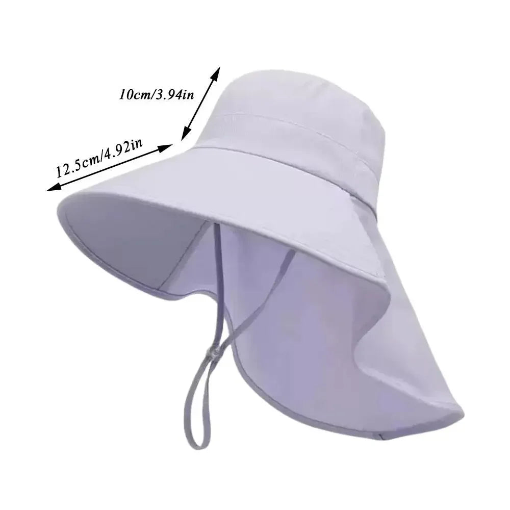 Unisex UV Protection Sun Hat With Neck Flap Wide Brim