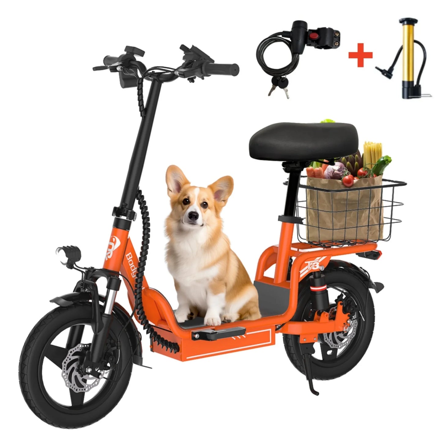 Bodywel T3 Folding Electric Bike Ebike With Seat And Basket