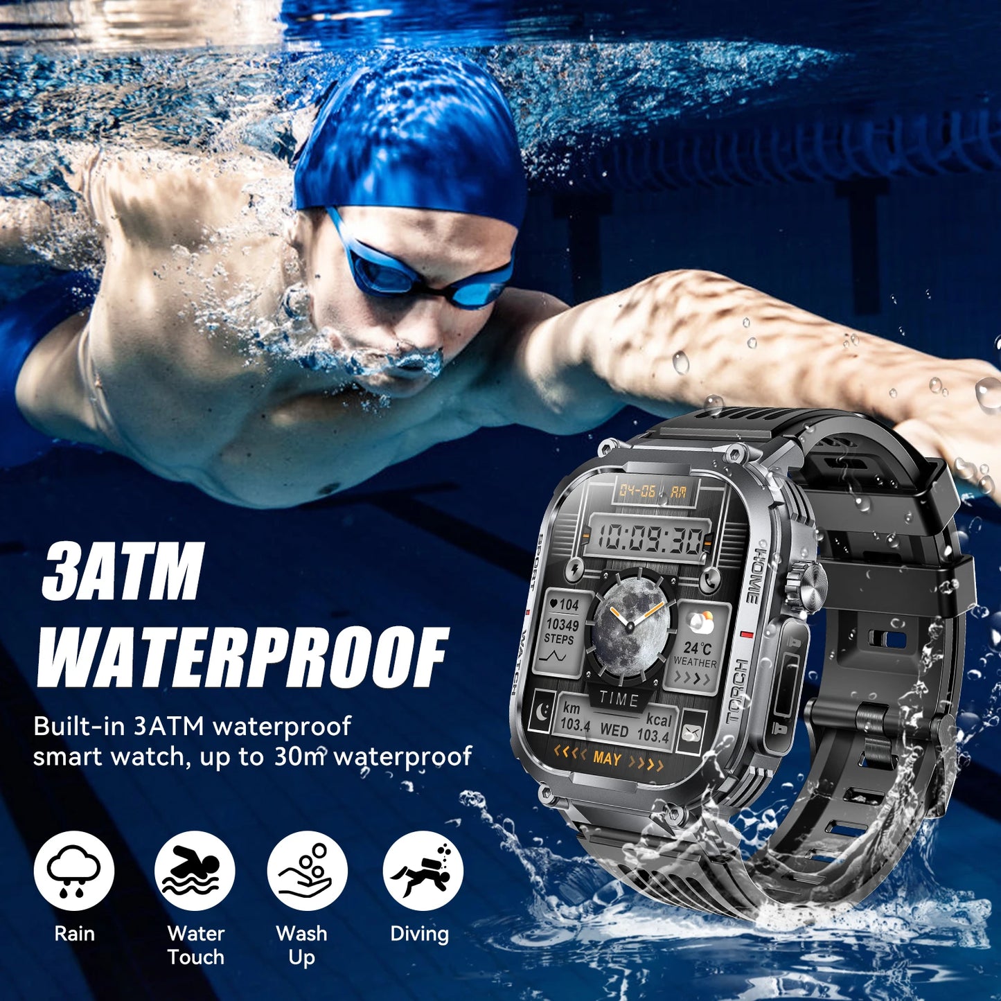 EIGIIS S320B Smart Watch Men Heart Rate Fitness Tracker