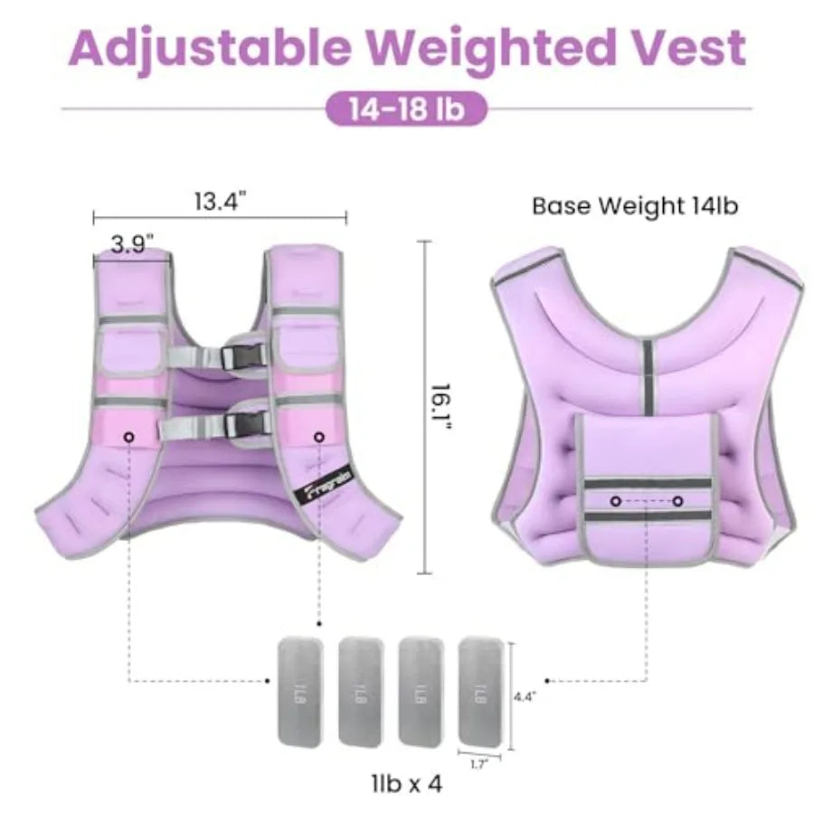 LISM Adjustable Weighted Vest 14-18lb with Removable Weights