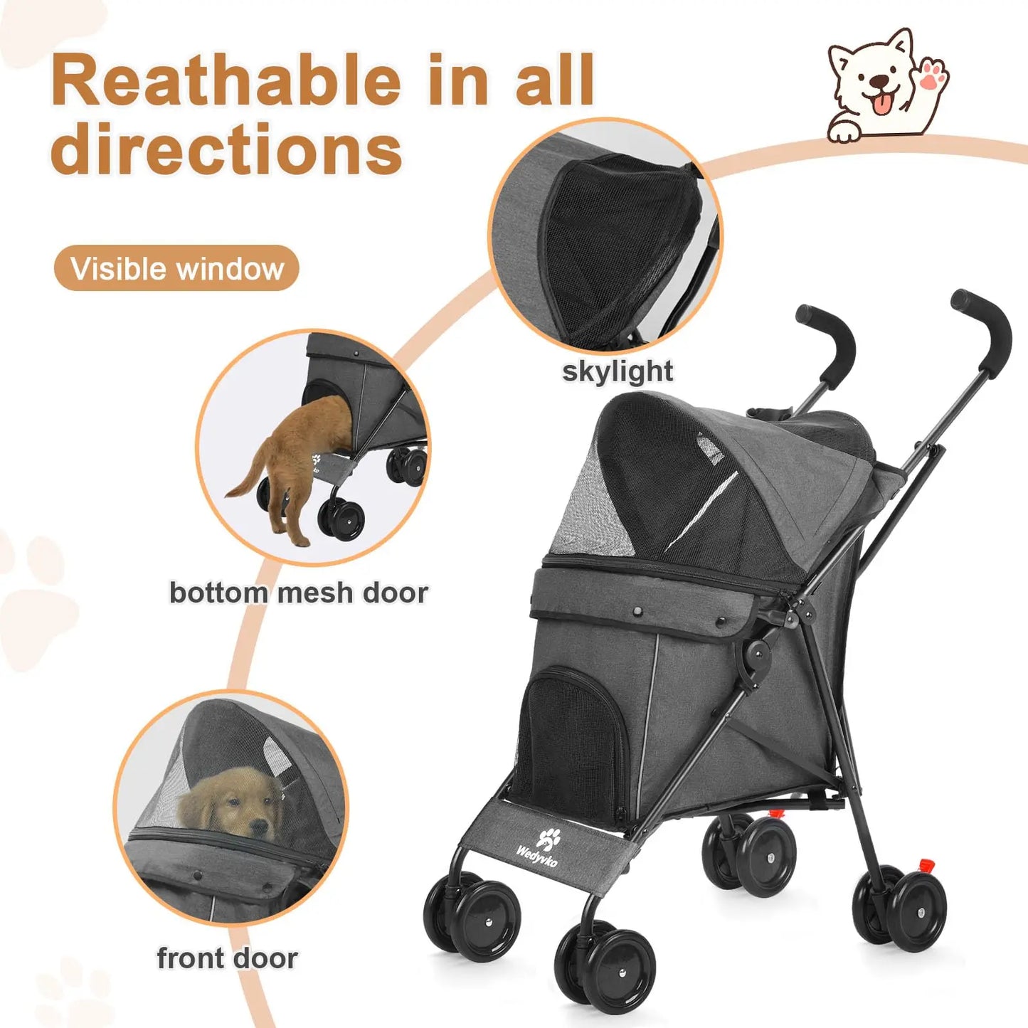 Travel Portable Pet Stroller For Dogs And Cats Foldable Lightweight