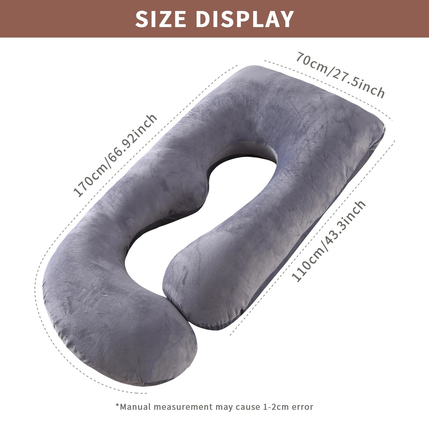 NONECN G Shaped Pregnancy Pillow Full Body Maternity Removable Cover