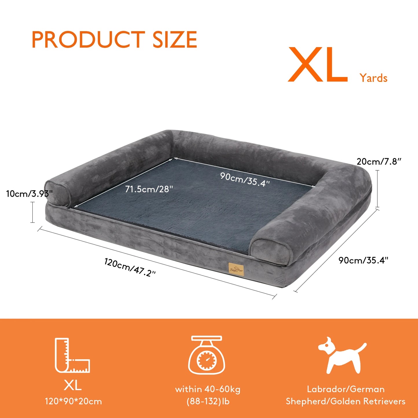 BINGOPAWCN Orthopedic Dog Bed With Removable Washable Cover