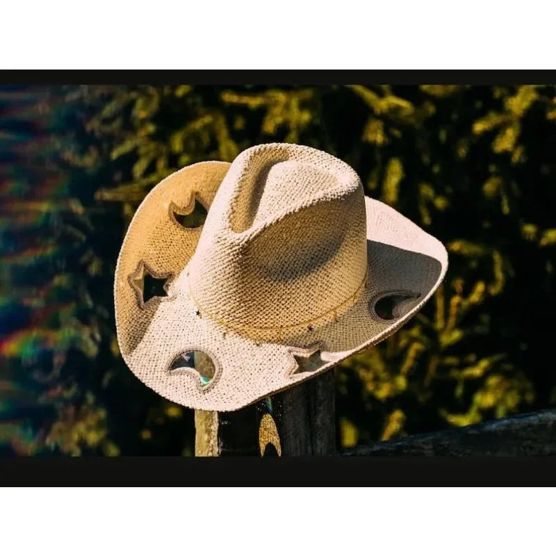 Cowgirl Straw Prism Hat Handwoven Shapeable Brim Sun Hat Women