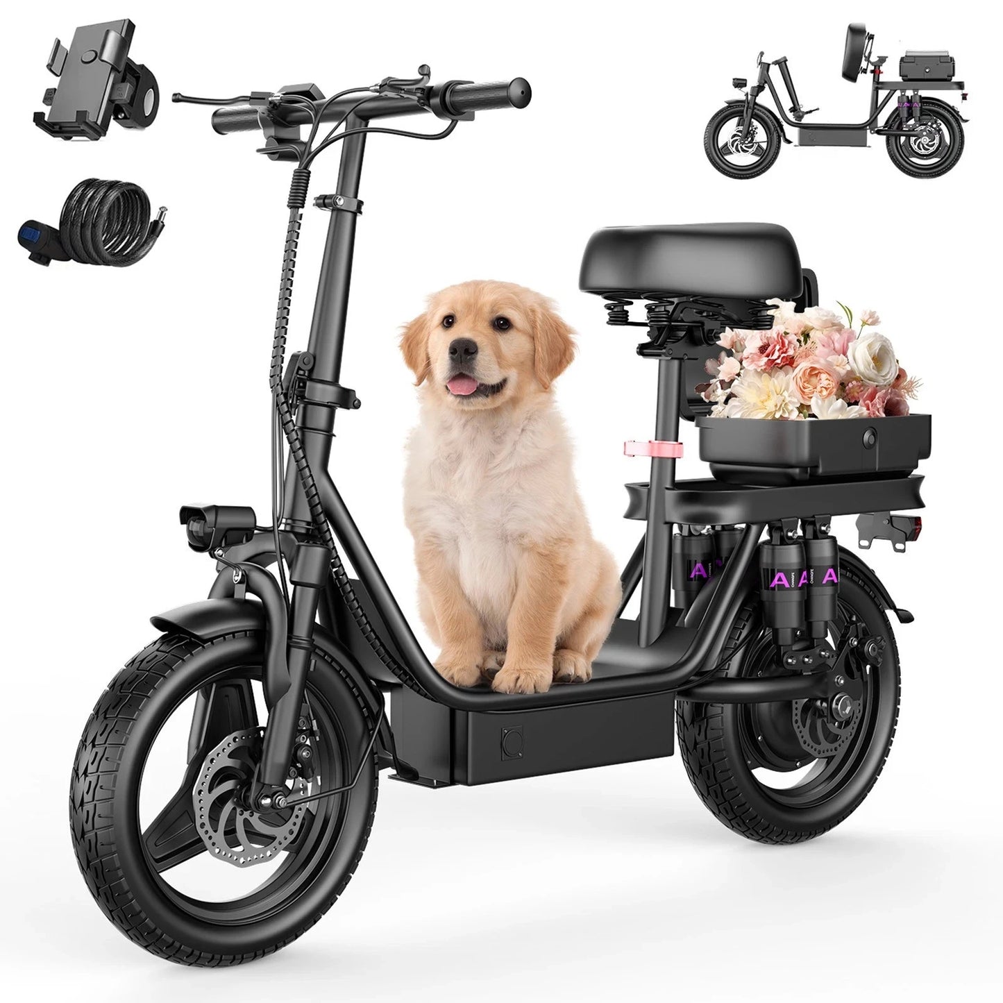 UPlee GQ8 Folding Electric Bike For Adults 250W Motor