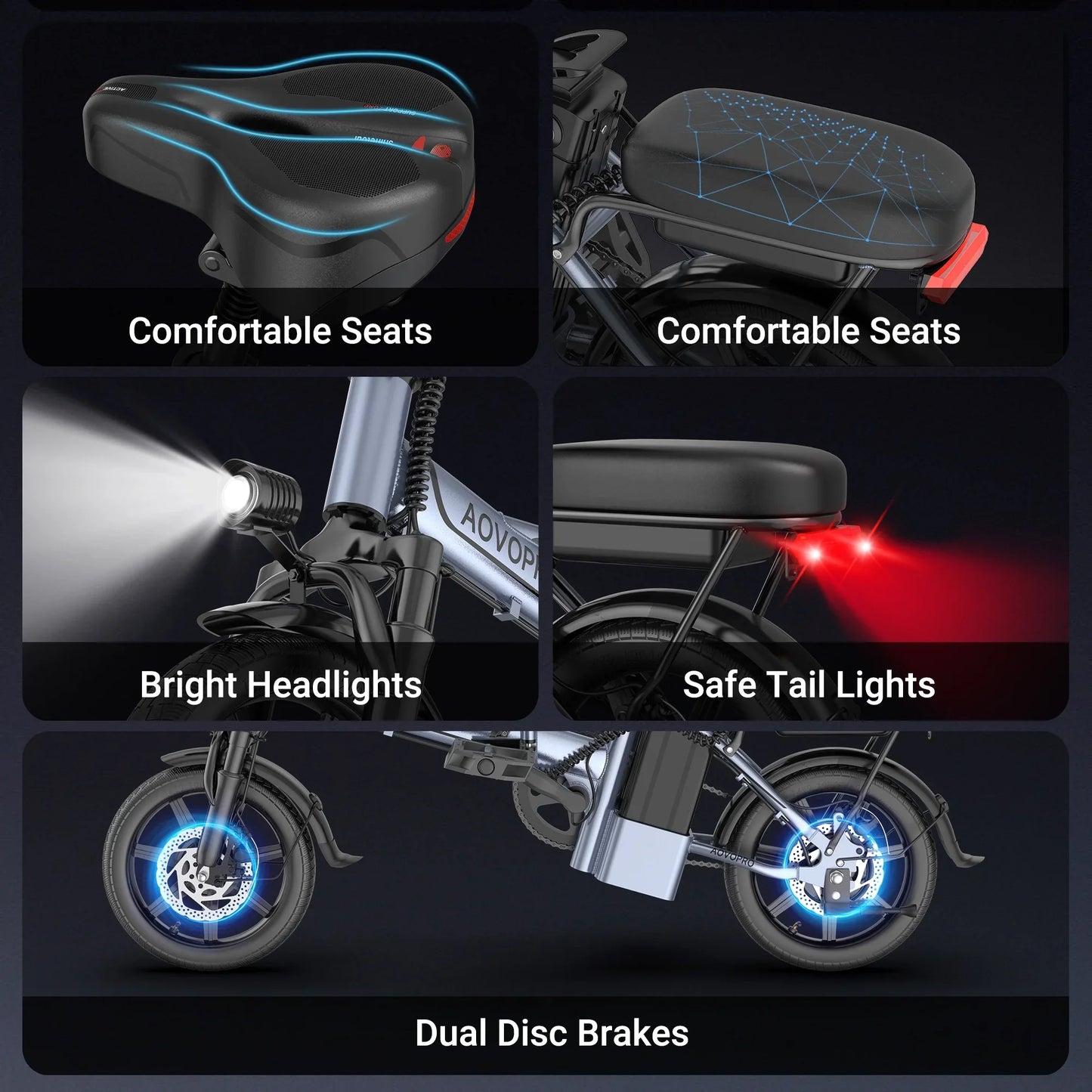 AOVOPRO EB60 Foldable Electric Bike 500W 48V Two Seat