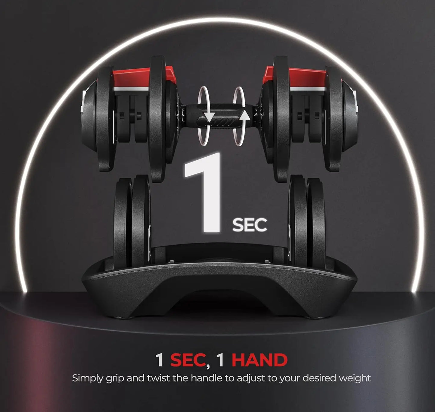 Adjustable Dumbbell Set With Anti Slip Handle And Tray