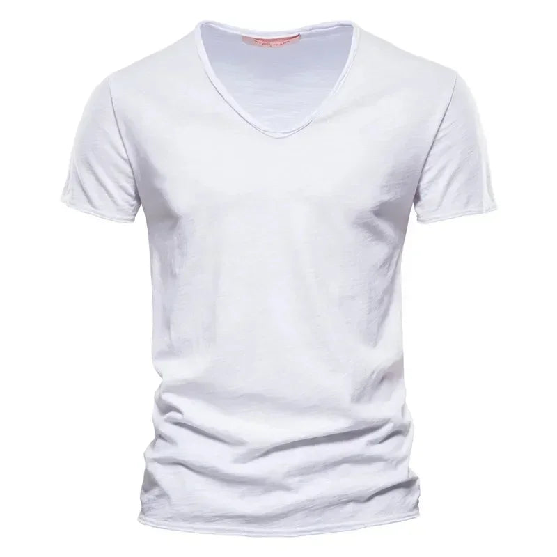 men’s pure cotton v-neck t-shirt