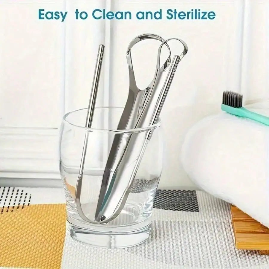 YJYIBEI Non-Slip Tongue Scraper Stainless Steel Portable Case