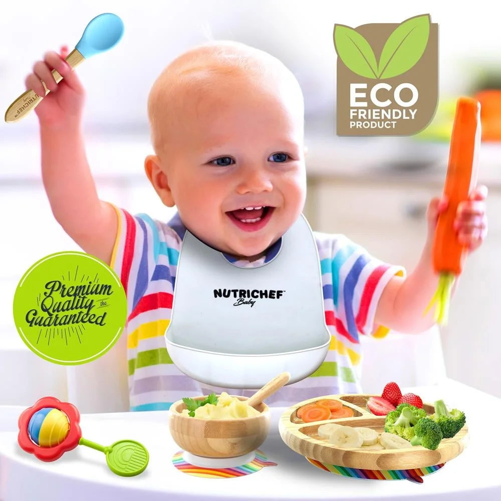 Baby Toddler Spoon Set Bamboo Utensils With Soft Silicone Tips BPA Free