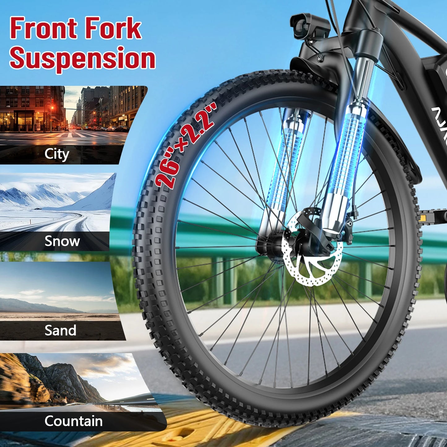 X-koala 1000W Electric Mountain Bike 25MPH 40 Miles Range