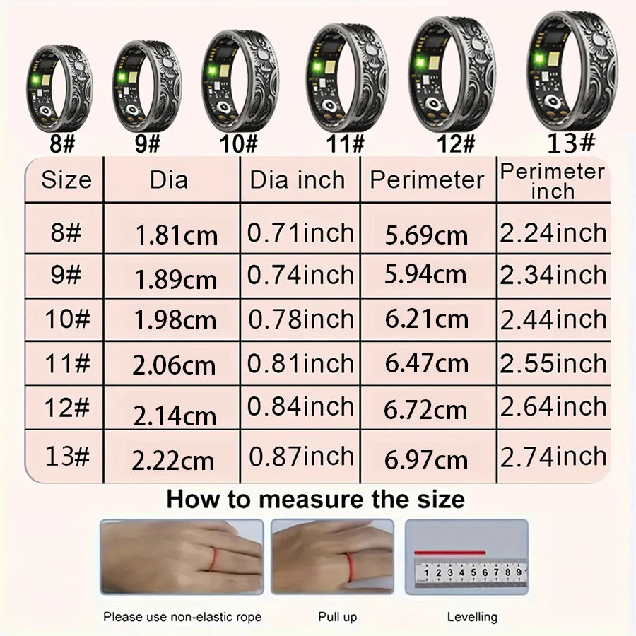 Smart Ring Fitness Tracker Sleep Monitor Pedometer 20 Modes Waterproof