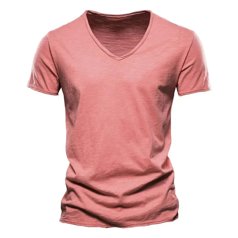 men’s pure cotton v-neck t-shirt
