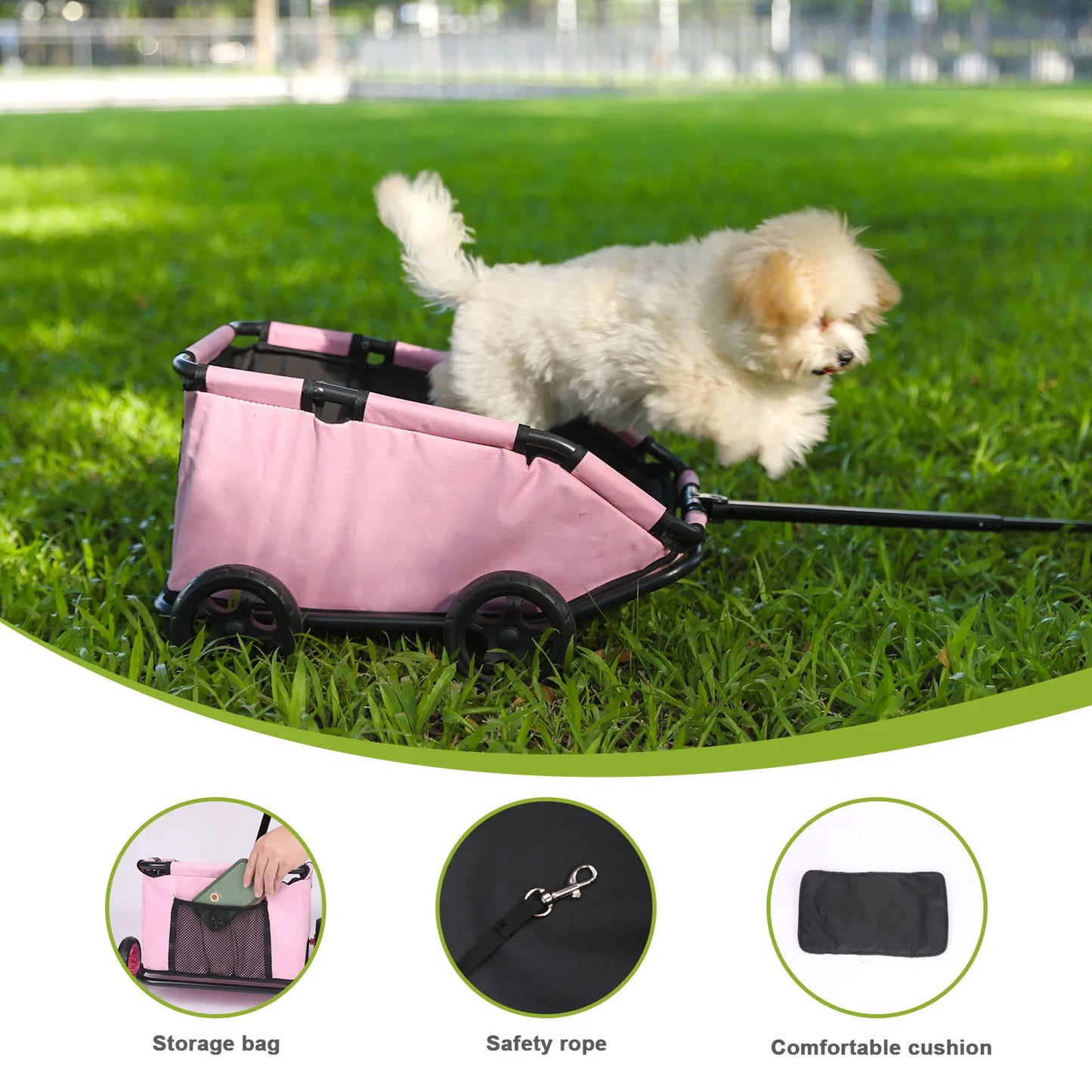 Folding Pet Stroller 4 Wheels Lightweight 360 Degree Rotation