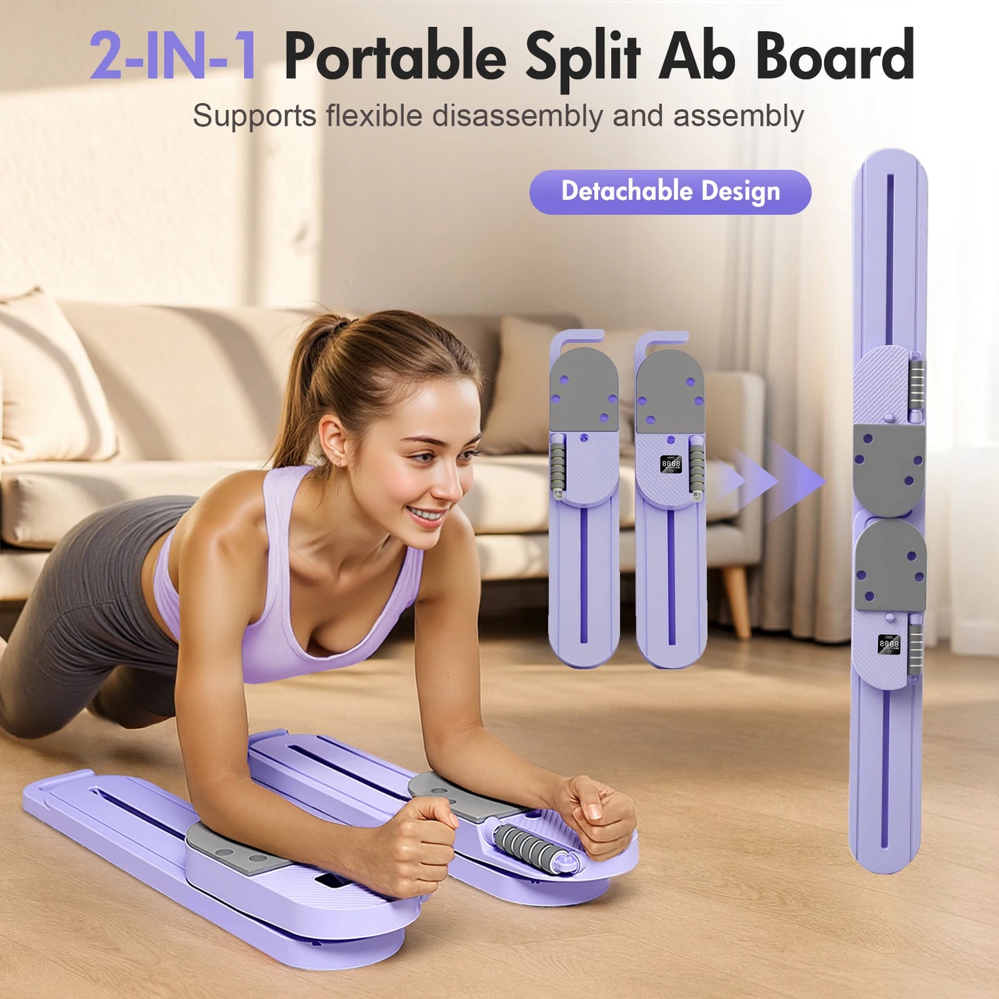 Pilates Reformer Board Portable Split Abdominal Equipment With Resistance Bands