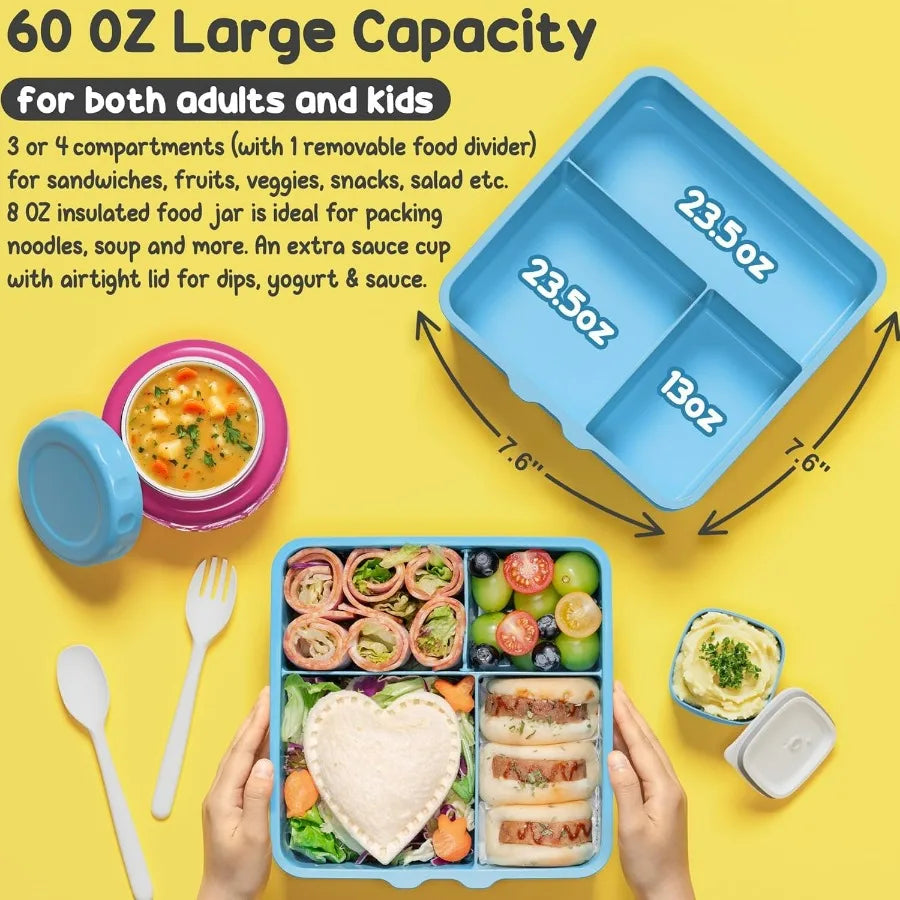 Kids Bento Lunch Box Thermos Leakproof BPA Free Insulated Jar