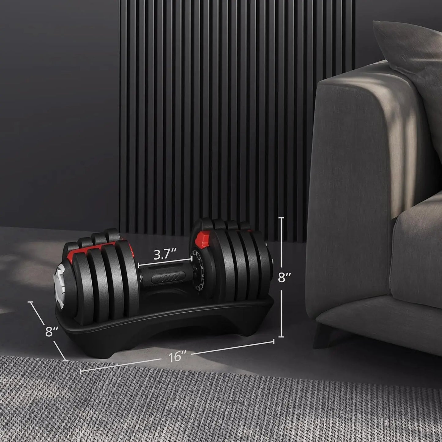 Adjustable Dumbbell Set With Anti Slip Handle And Tray
