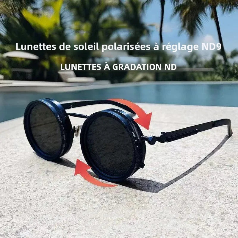Blanche Michelle Polarized Round Sunglasses ND9 Adjustable Dimming Unisex UV400