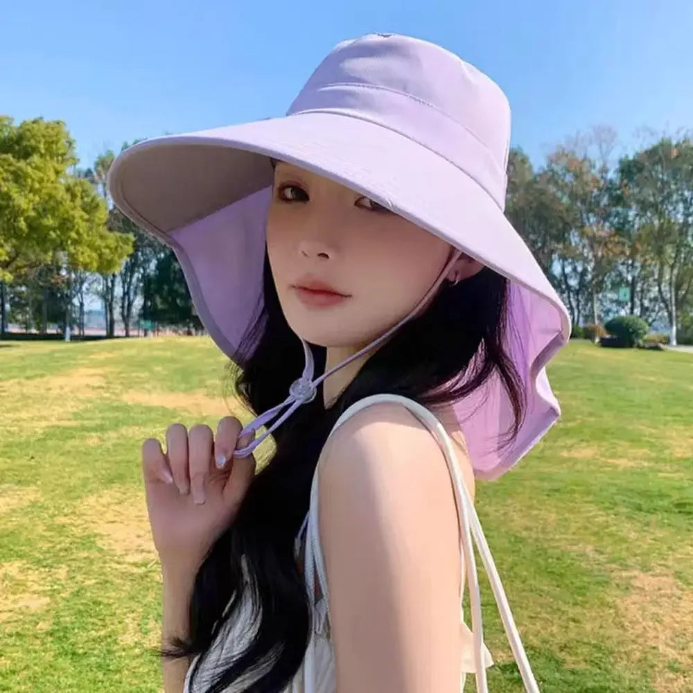 Unisex UV Protection Sun Hat With Neck Flap Wide Brim