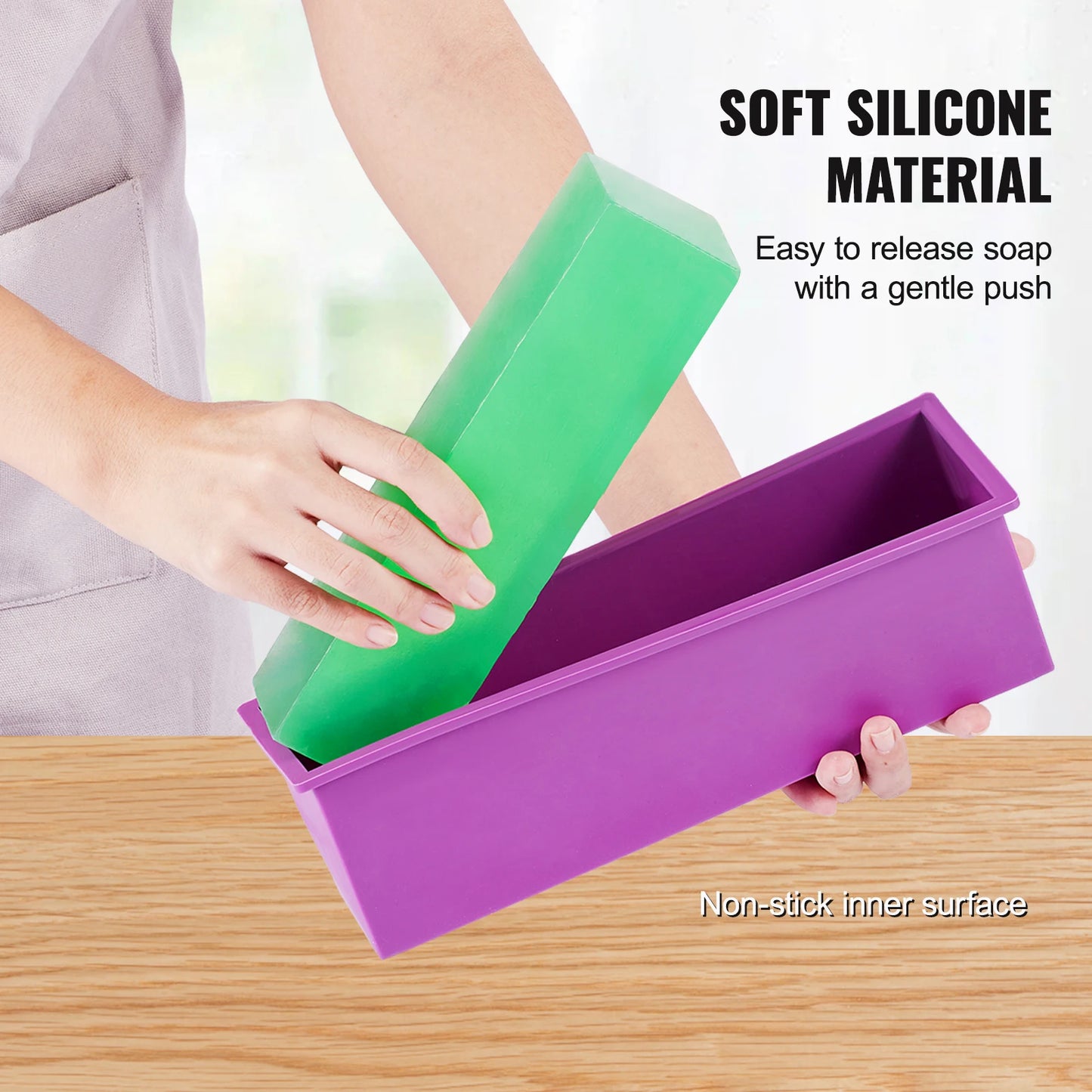Soap Making Kit With Bamboo Box Silicone Mold And Stainless Cutters