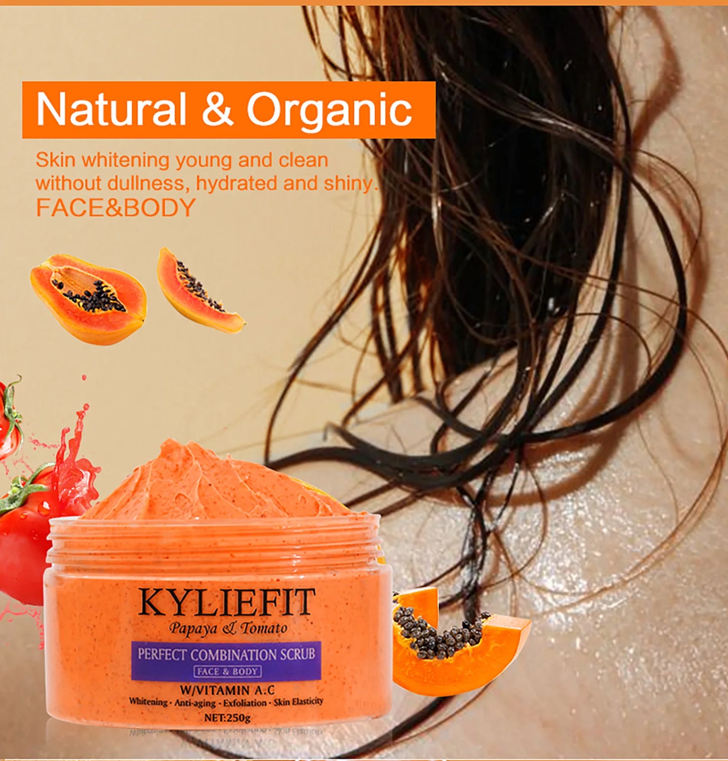 AILKE Papaya Tomato Combination Scrub for Face and Body Whitening