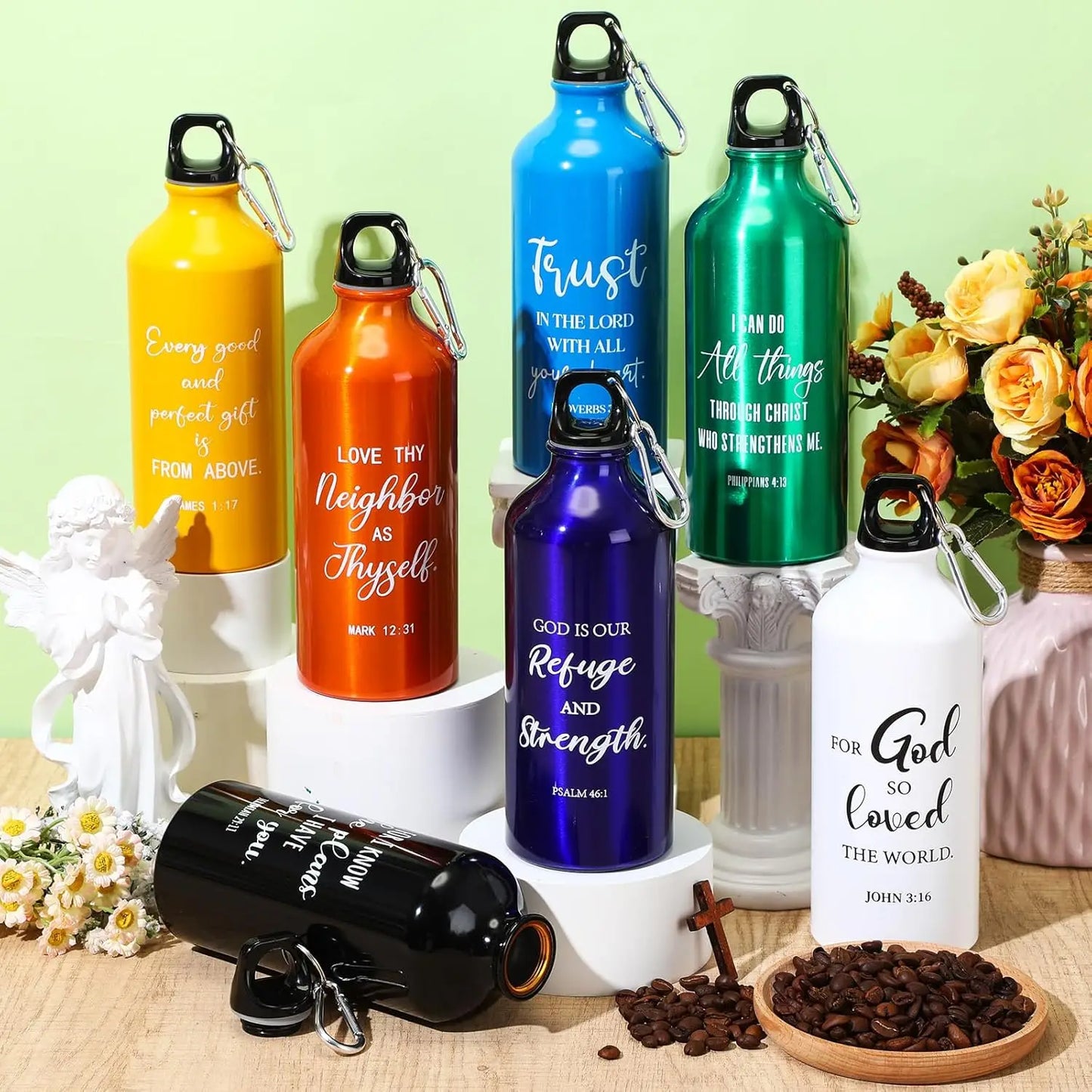 XMSJ Aluminum Water Bottles Bible Verse Gift Set 10 Pack