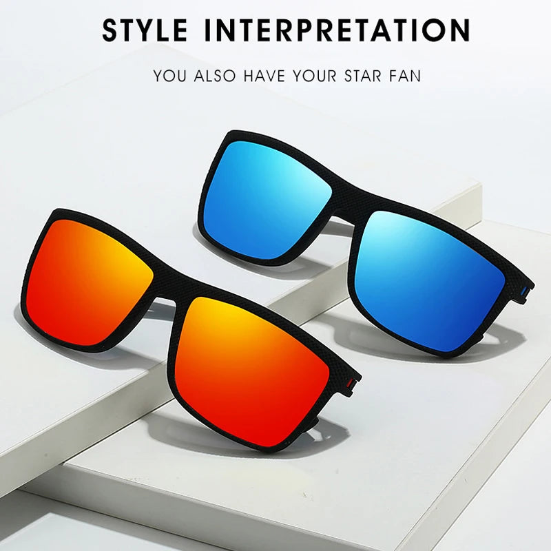 Square Polarized Sunglasses Lightweight Frame UV Protection for Men Women