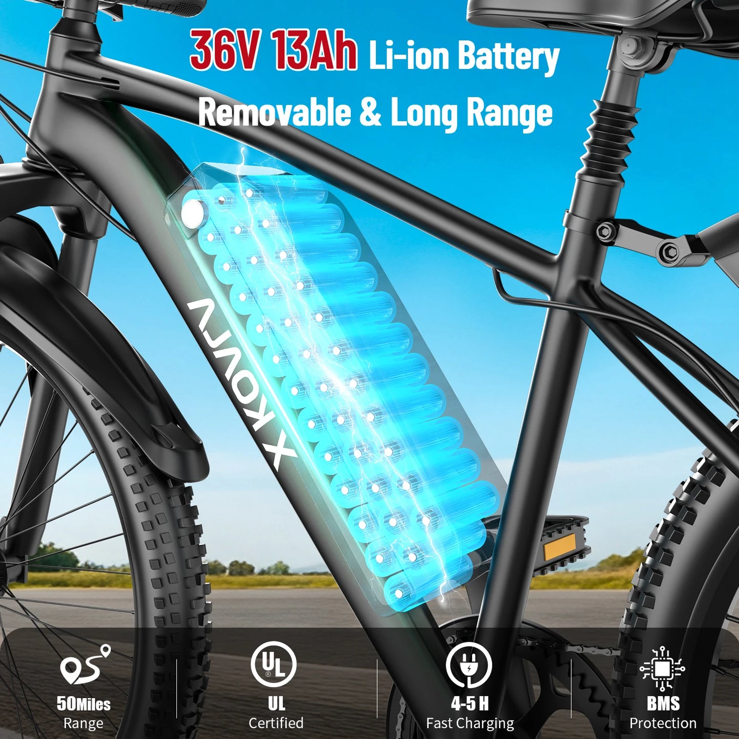 X-koala 1000W Electric Mountain Bike 25MPH 40 Miles Range