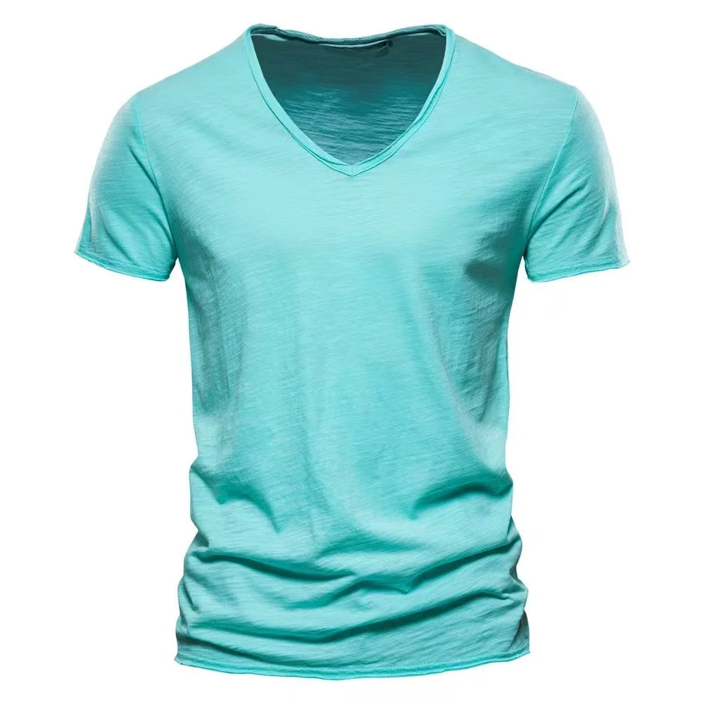 men’s pure cotton v-neck t-shirt