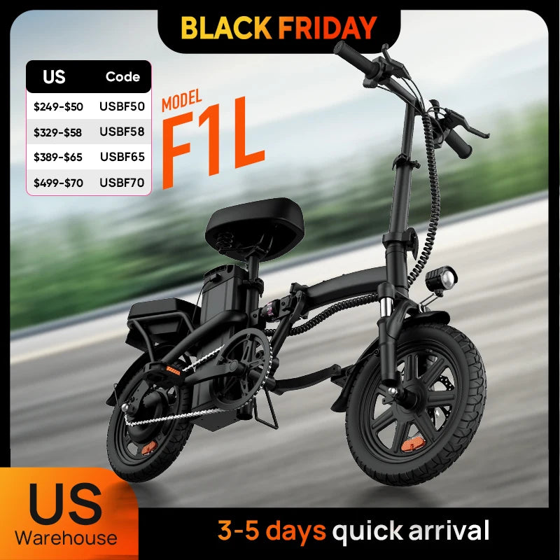 URLI Foldable Electric Bicycle With 500W Motor And 48V Battery